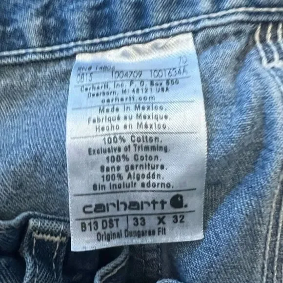 Carhartt men’s Original Dungaree Fit. carpenter Jeans. Size 33 x 32 - Picture 7 of 7